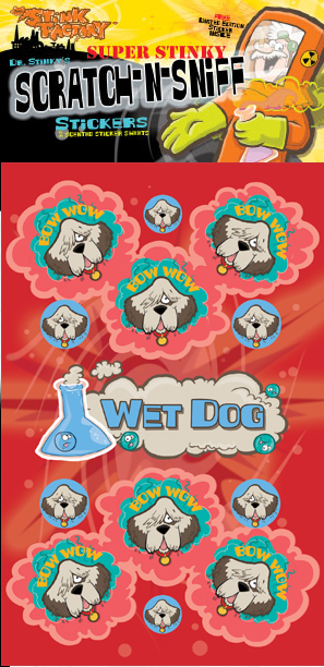Dr. Stinky Scratch-N-Sniff Stickers Wet Dog Package